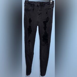 American Eagle Outfitters Black Skinny Distressed Jeans